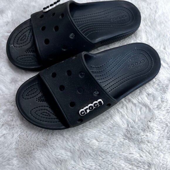 Crocs Black Slide Sandals M9/W11 Lightweight Comfort Slip-On - Picture 6 of 6